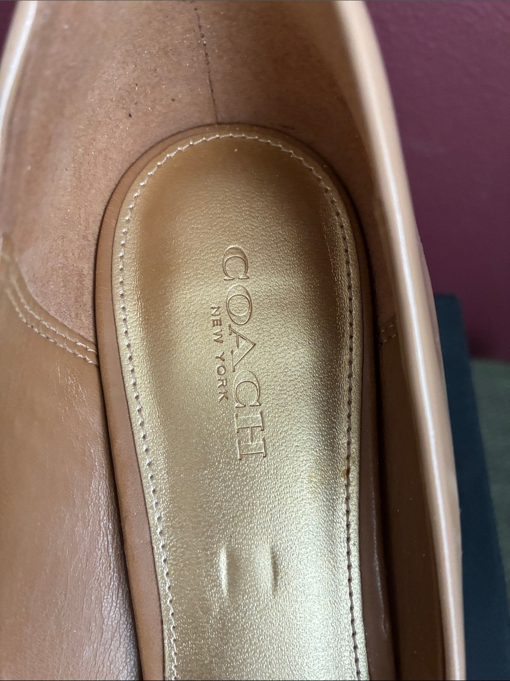 Coach Two-Tone Nude and Black Patent Pointed Toe Pumps - Picture 2 of 10